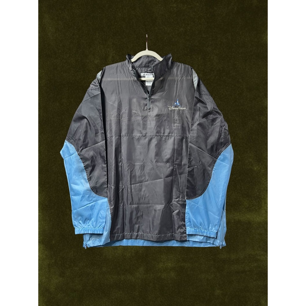 Disney Parks Packable Windbreaker Jacket Grey Blue Quarter Zip XL/XXL NWOT